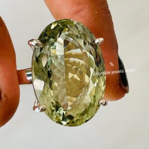 Mint Green Amethyst Ring: Oval Sterling Silver Birthstone Ring