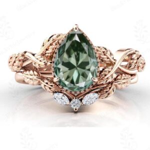 Pear Cut Green Amethyst Engagement Ring Set Vine Leaf Design Wedding Ring Set 14k Gold Green Amethyst Bridal Ring Set Women Anniversary Gift Pear Cut Green Amethyst Engagement Ring Set Vine Leaf Design Wedding Ring Set 14k Gold Green Amethyst Bridal Ring Set Women Anniversary Gift
