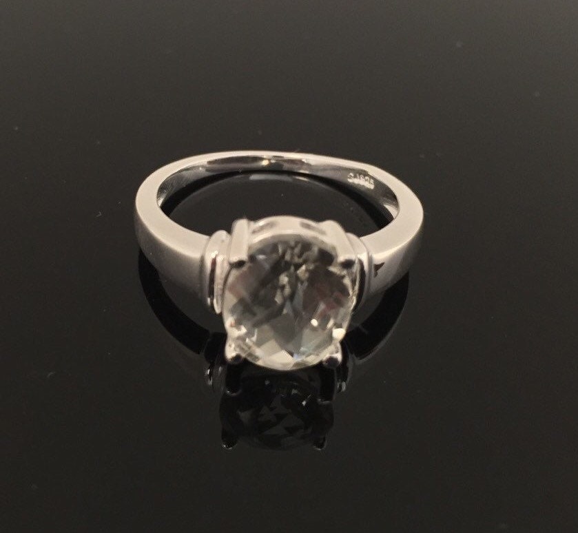 Green Amethyst Silver Ring // 925 Sterling Silver // Simple Oval Setting // Natural Green Amethyst