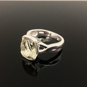 Green Amethyst Silver Ring Size 7 // 925 Sterling Silver Setting // Cushion Cut Stone // Natural Green Amethyst Green Amethyst Silver Ring Size 7 // 925 Sterling Silver Setting // Cushion Cut Stone // Natural Green Amethyst