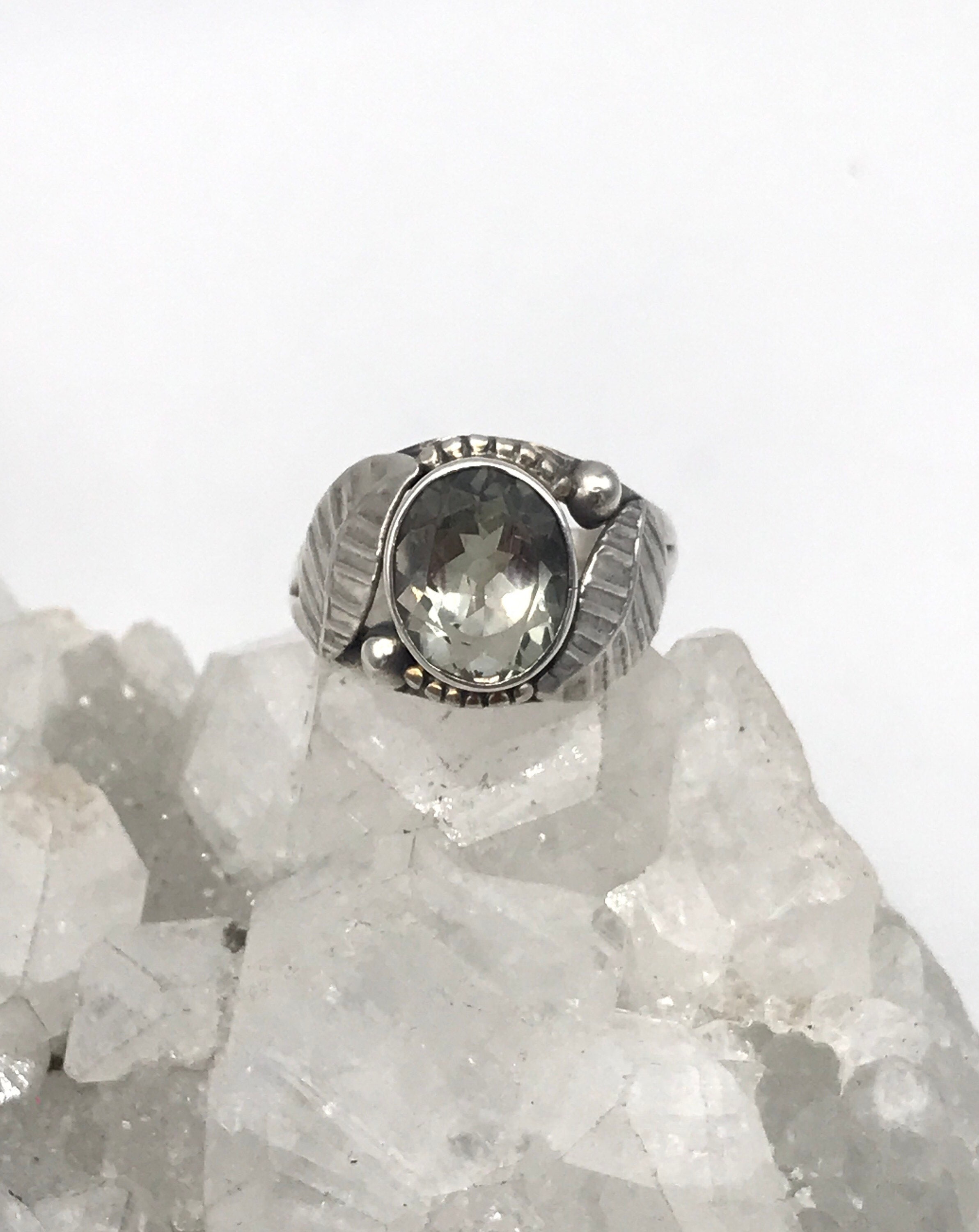 Green Amethyst Ring Size 8 1/2