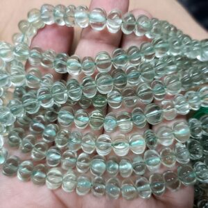 7 Inches Strand, Green Amethyst Hydro Quartz Smooth Melon Shape Rondelles Size 7-8mm