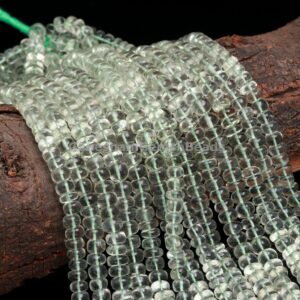 Green Amethyst Smooth Rondelle Beads, Natural Green Amethyst Rondelle Beads, Green Amethyst Semi Precious Gemstone Beads For Jewelry, Gift