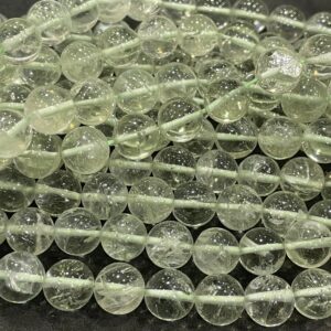 13 Inch Green Amethyst Smooth Round Beads, 9 Mm Natural Green Amethyst Gemstone Beads