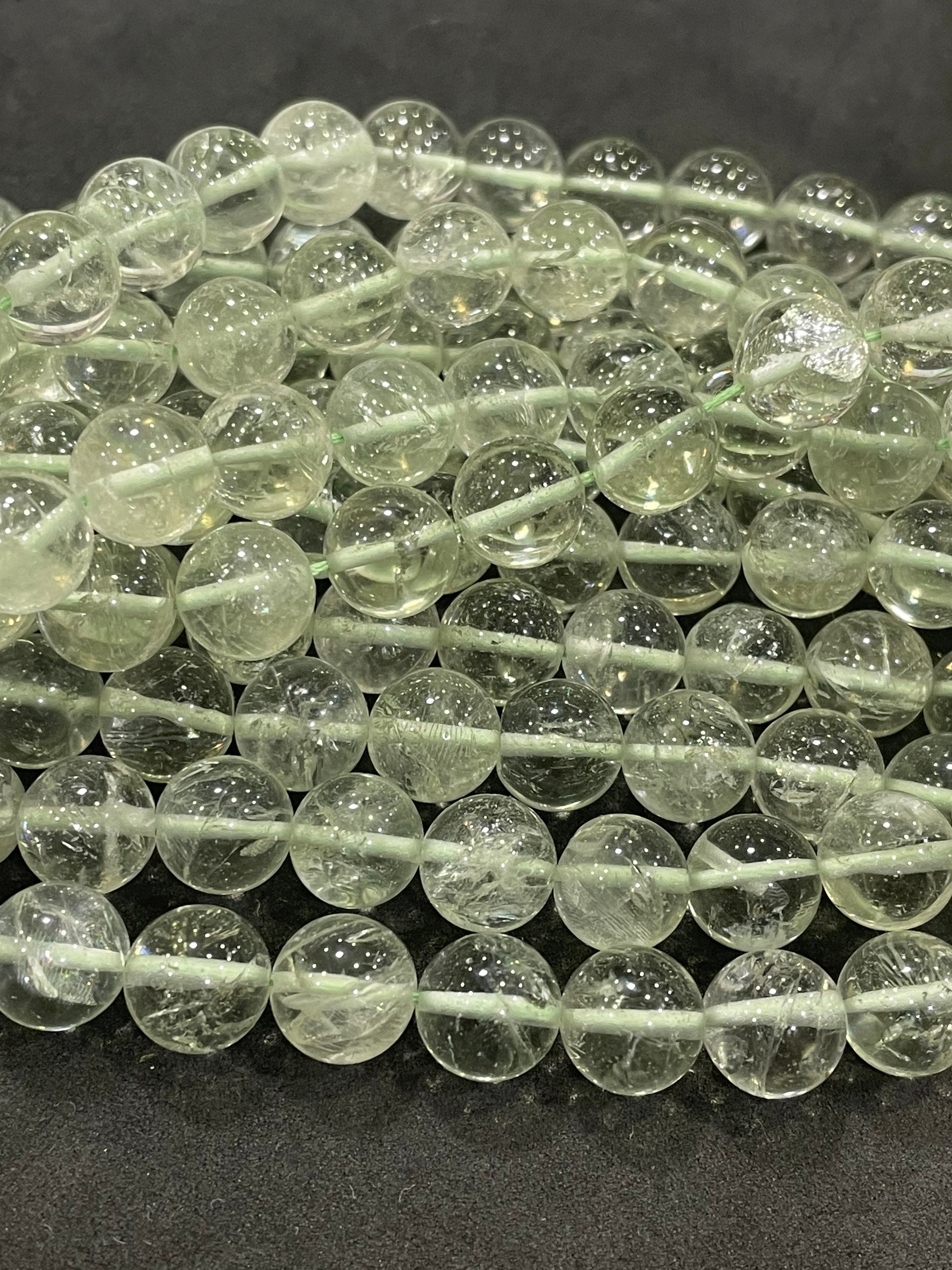 13 Inch Green Amethyst Smooth Round Beads, 9 Mm Natural Green Amethyst Gemstone Beads 13 Inch Green Amethyst Smooth Round Beads, 9 Mm Natural Green Amethyst Gemstone Beads