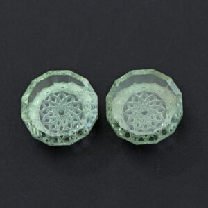 Green Amethyst Round Intaglio Carving Loose Gemstone, 16x16mm, Amethyst Jewelry Making Gemstone, Amethyst Round Carving, Pair ( 2 Pieces )