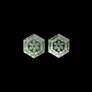 Green Amethyst Hexagon Intaglio Carving Loose Gemstone, 14x16mm, Amethyst Hexagon Carving Gemstone, Amethyst Hexagon Cut, 1 Pair