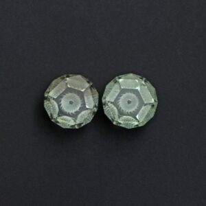 Green Amethyst Intaglio Carving Loose Gemstone, 14x14.5 Mm, Green Amethyst Jewelry Making Gemstone, Carving Gemstone, Pair ( 2 Pieces )