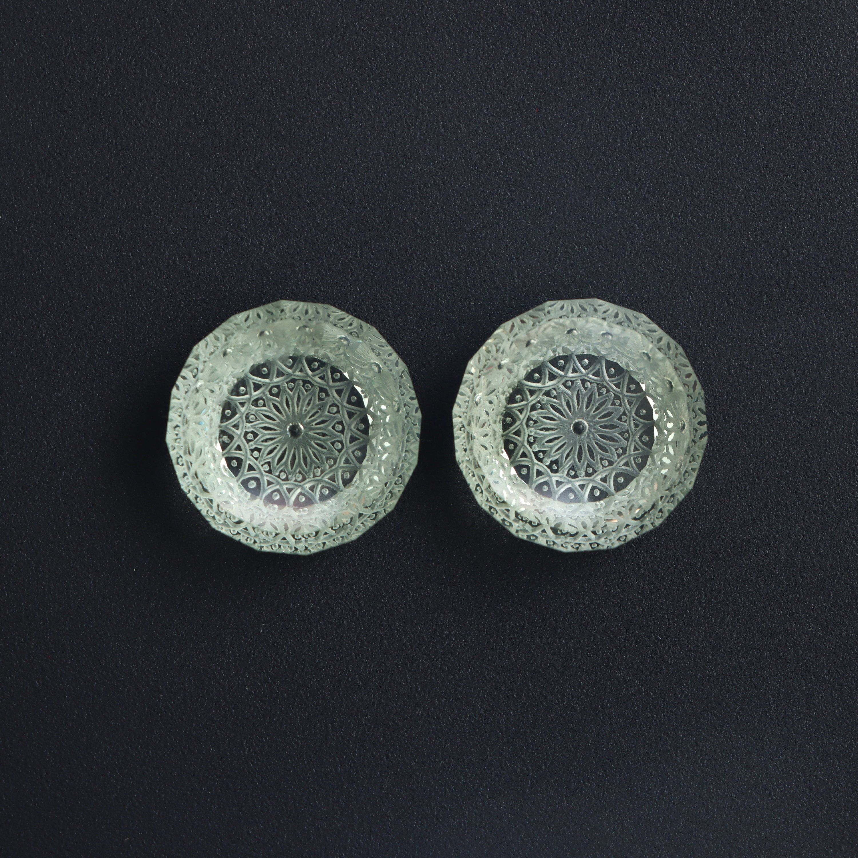 Green Amethyst Intaglio Carving Loose Gemstone, 19 Mm , Green Amethyst Jewelry Making Gemstone, Amethyst Carving, Pair ( 2 Pieces ) Green Amethyst Intaglio Carving Loose Gemstone, 19 Mm , Green Amethyst Jewelry Making Gemstone, Amethyst Carving, Pair ( 2 Pieces )