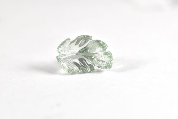 Green Amethyst Leaf Carving, February Birthstone, Handmade Healing Stone