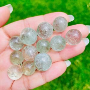 Mini Prasiolite Crystal Sphere: Polished Green Amethyst Gemstone (9-12 Mm)
