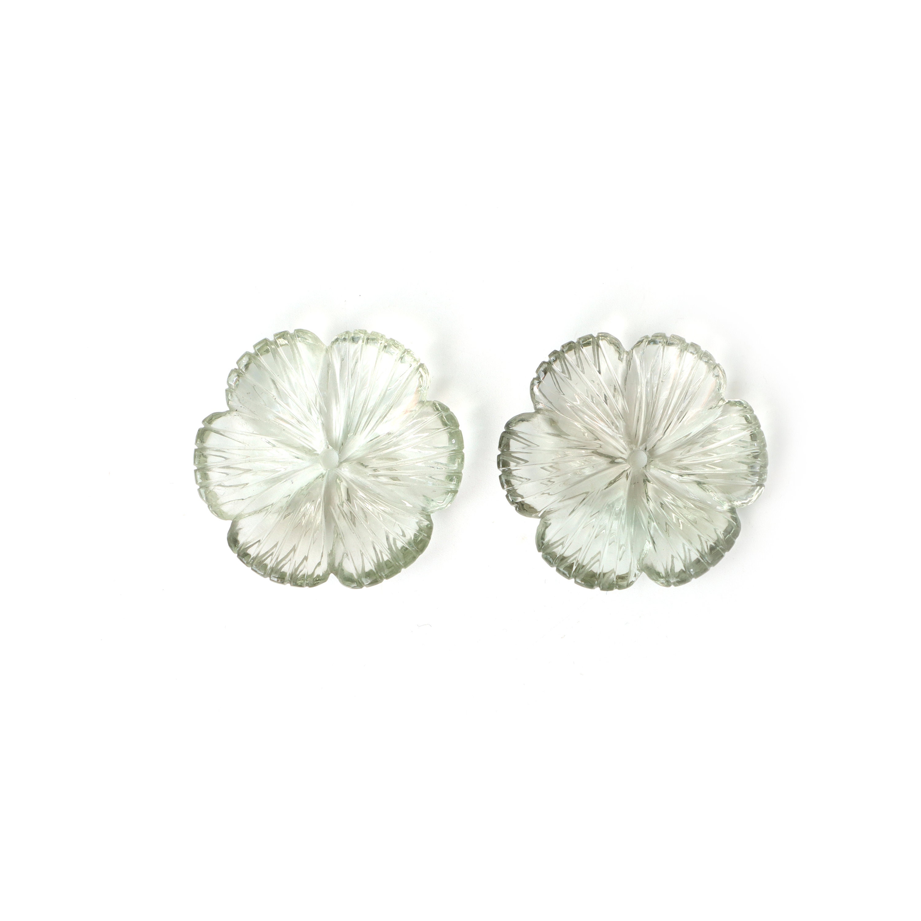 Natural Green Amethyst Flower Carving Loose Gemstone, 30x30mm, Amethyst Jewelry Making Gemstone, Pair (2 Pieces) Natural Green Amethyst Flower Carving Loose Gemstone, 30x30mm, Amethyst Jewelry Making Gemstone, Pair (2 Pieces)