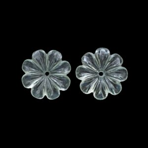 Natural Green Amethyst Flower Carving Loose Gemstone, 25x25mm, Amethyst Jewelry Making Gemstone, Pair (2 Pieces)