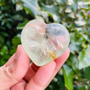 Prasiolite Crystal Heart (57.2 Grams) Polished Clear Green Amethyst Gemstone Heart Stone