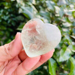 Prasiolite Crystal Heart (73.5 Grams) Polished Clear Green Amethyst Gemstone Heart Stone