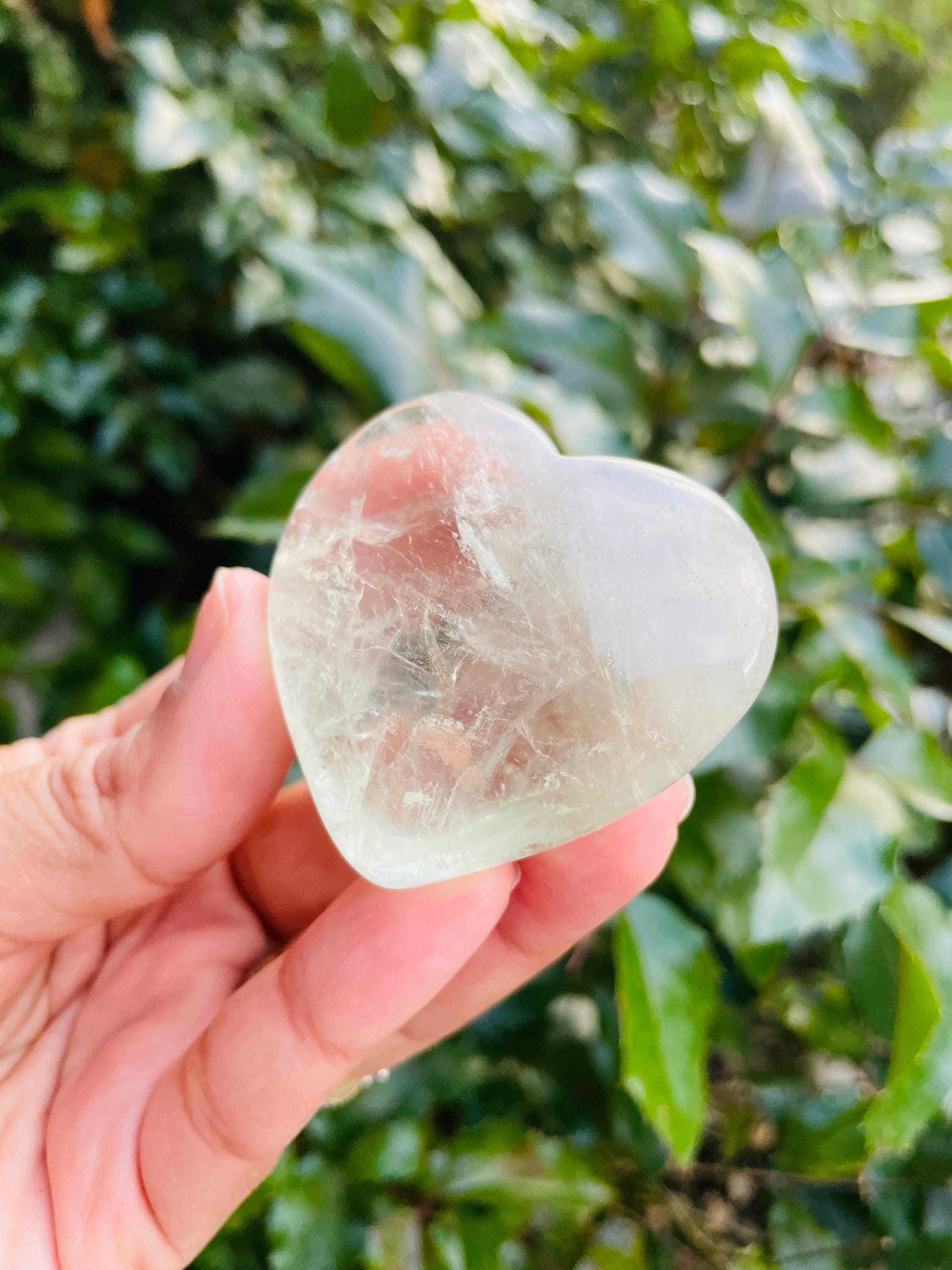 Prasiolite Crystal Heart (73.5 Grams) Polished Clear Green Amethyst Gemstone Heart Stone