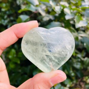Prasiolite Crystal Heart (69.2 Grams) Polished Clear Green Amethyst Gemstone Heart Stone