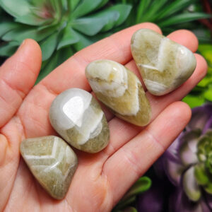 Green Chevron Amethyst Tumbled Stone: Malawi Prasiolite Crystal Green Chevron Amethyst Tumbled Stone: Malawi Prasiolite Crystal