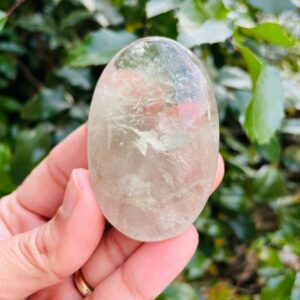 Prasiolite Crystal Palmstone (61.1 Grams) Polished Clear Green Amethyst Gemstone Tumbled Palm Stone