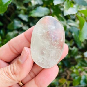 Prasiolite Crystal Palmstone (29.8 Grams) Polished Clear Green Amethyst Gemstone Tumbled Palm Stone