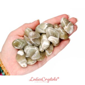 Prasiolite Tumbled Stone, Polished Green Amethyst, Heart Chakra And Altar Ritual Gem Prasiolite Tumbled Stone, Polished Green Amethyst, Heart Chakra And Altar Ritual Gem