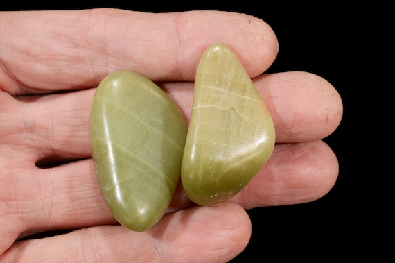 Green Calcite 2" 2 Pieces (sku 23) Large Tumbled Polished Heart Chakra Crystal Rock Mineral Specimen Reiki Stones