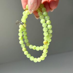 Green Calcite Beaded Bracelet: Handmade Gemstone Stacker, Gold-Filled Option. Positive affirmation. Calming. Emotional Release.