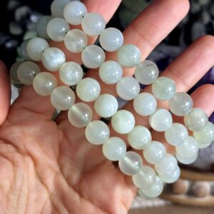 10mm Green Calcite Stretch Bead Bracelet For Large Wrist Size