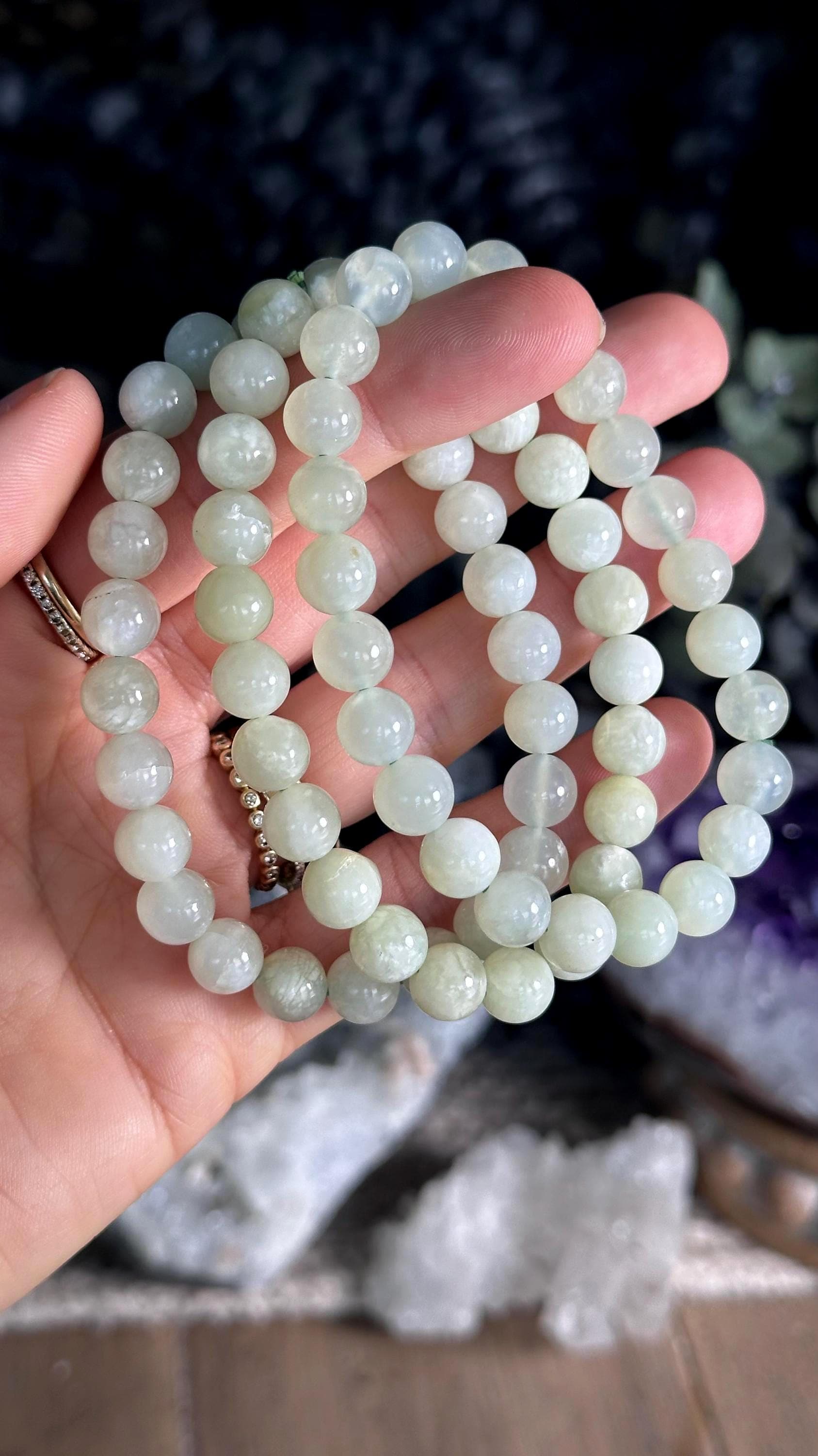8mm Green Calcite Stretch Bead Bracelet