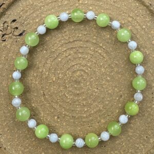 Green Calcite and Blue Lace Agate Stretchy Bracelet