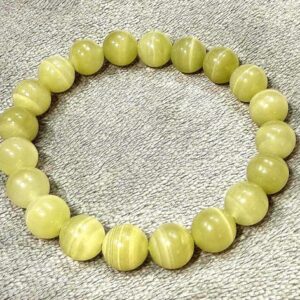 Green Calcite Bracelet: Natural Banded Crystal (9mm)