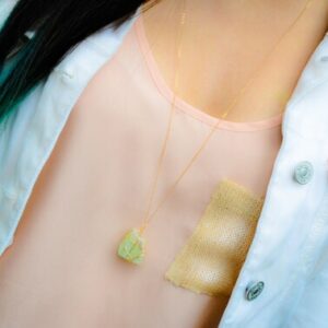 Green Calcite-Creation-Abundance-Cleanses Negative Energy-Prosperity-Natural Shaped-Wire Wrapped Pendant-Dainty Necklace-Gold Filled 14k...