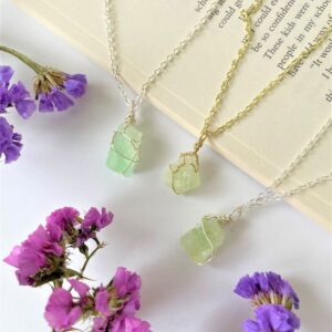 Green calcite crystal necklace, dainty custom necklace, crystal necklace, crystal necklaces, dainty 14k gold or silver plated necklaces