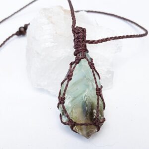 Green Calcite Crystal Necklace –Handmade – Boho Gemstone Jewellery Green Calcite Crystal Necklace –Handmade – Boho Gemstone Jewellery