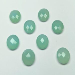 Green Calcite Faceted Gemstone, Oval Loose Stone (12x16mm)
