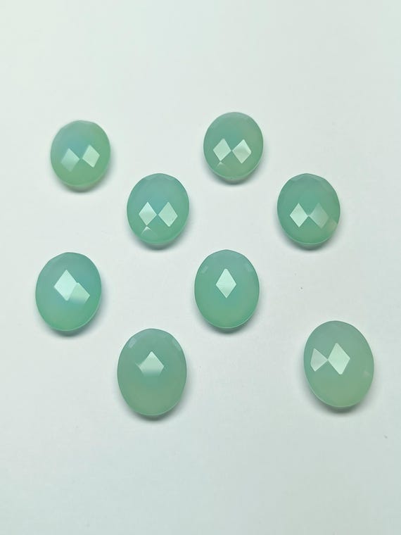 Green Calcite Faceted Gemstone, Oval Loose Stone (12x16mm) Green Calcite Faceted Gemstone, Oval Loose Stone (12x16mm)