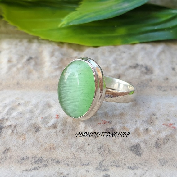 Green Calcite Gemstone Jewelry, Handmade 925 Sterling Silver Accessorize,  Bridal Gift For Mom ,//