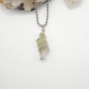 Raw Green Calcite Necklace In Silver | Crystal For Success, Prosperity, And Manifestation