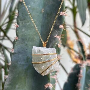 Green Calcite Necklace - Wire Wrapped Gemstone Pendant, Handmade Healing Crystal Jewellery, Gold Rough Raw Dainty Boho Layering Minimalist Green Calcite Necklace - Wire Wrapped Gemstone Pendant, Handmade Healing Crystal Jewellery, Gold Rough Raw Dainty Boho Layering Minimalist