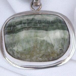 Green calcite pendant with Jadeite beads