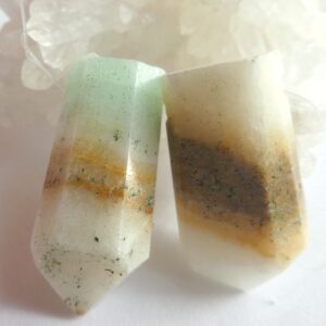 Mint Green Calcite Crystal Point Beads-24-26mm Chunky Banded Brown-2 Pcs-pendant Craft Beads-jewelry Making