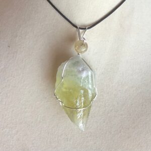 Green Calcite Pendant Wire Wrapped Necklace Jewelry Green Calcite Pendant Wire Wrapped Necklace Jewelry