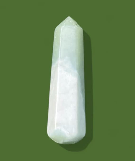 Green Calcite Point, Green Calcite Crystal, Green Calcite, Green Calcite Wand, Calcite Point, Calcite Wand, Carved Crystal, Green Crystal