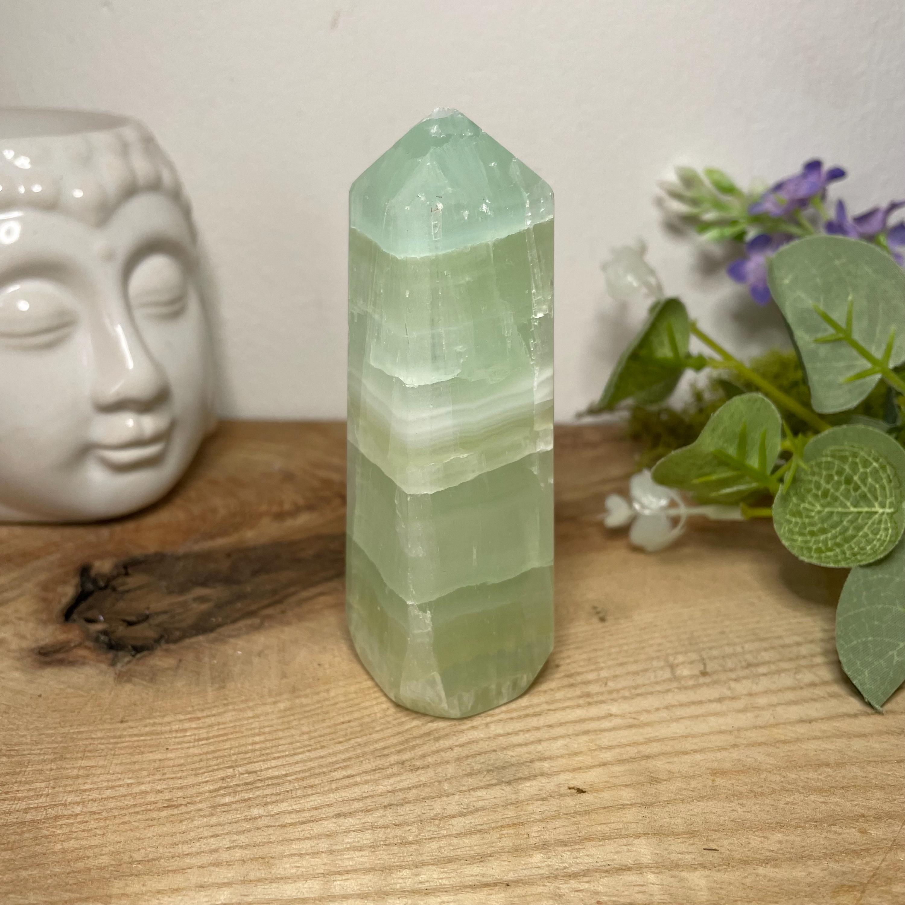 Aqua Pistachio Calcite Standing Point
