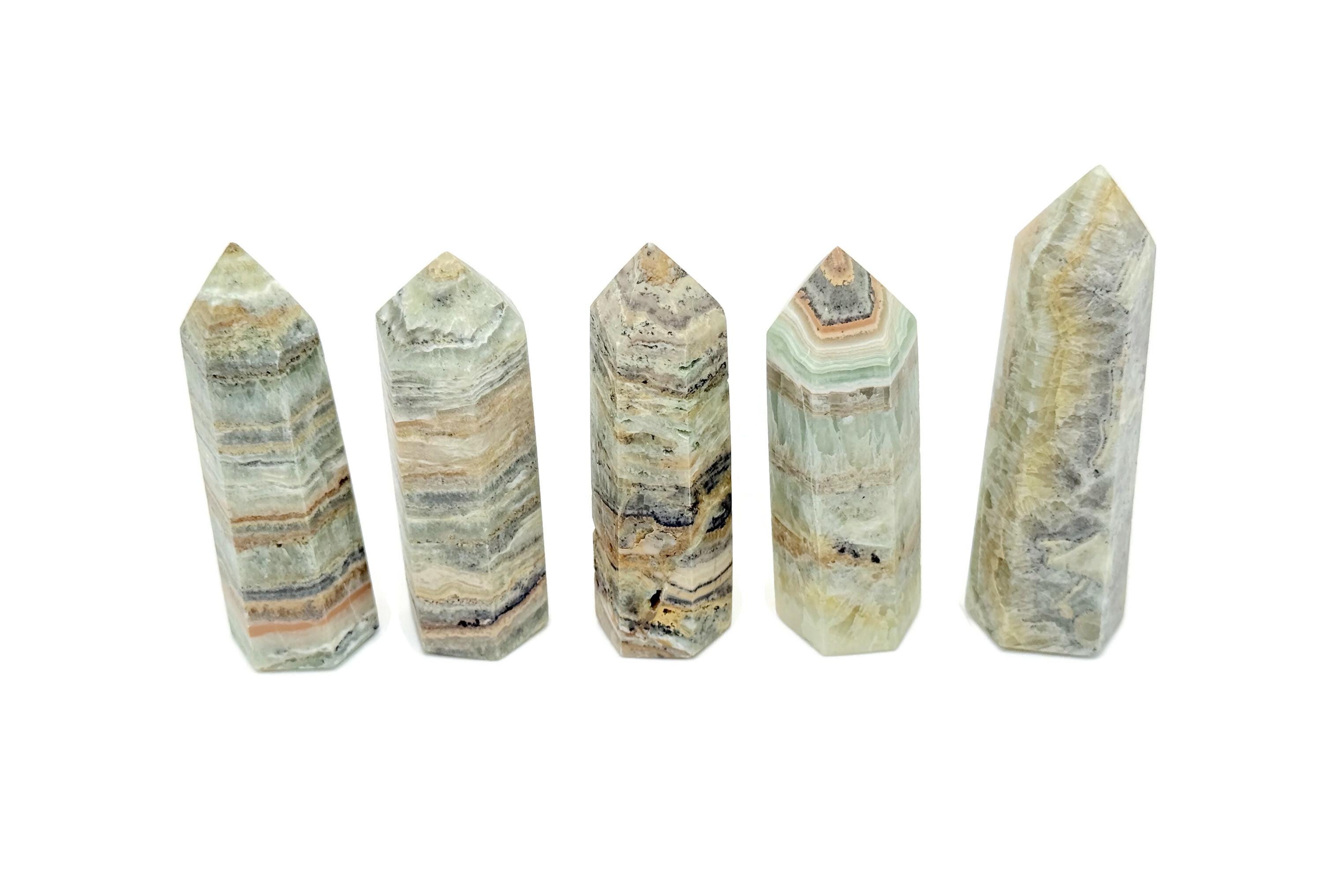 Caribbean Green Calcite Obelisk Tower Stone - Gemstone Tower - Meditation Gemstone - Crystal Gifts - Home Crystal Decor - Tw1150