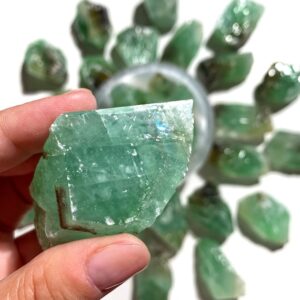 GREEN CALCITE - Raw Green Calcite - Calcite - Pistachio Green Calcite - Seafoam Calcite - Calcite Palm Stone - Large Green Calcite Tumble -