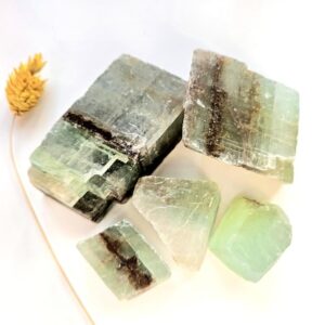 Raw Green Calcite stone, 2 to 3 stones, 174g to 189g, Heart Chakra stone