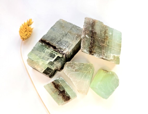 Raw Green Calcite Stone, 2 To 3 Stones, 174g To 189g, Heart Chakra Stone