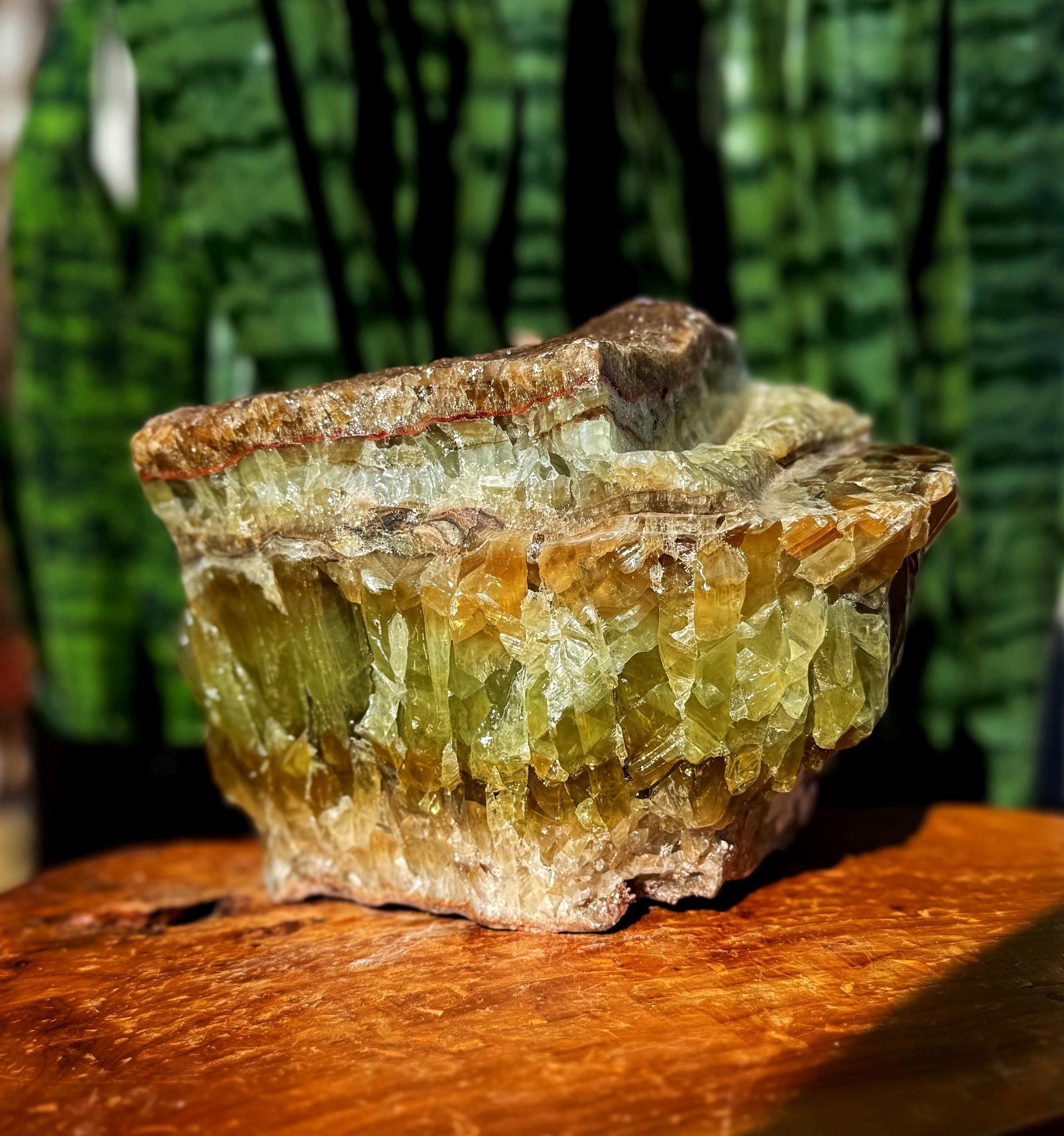 Xl Green Calcite Crystal Geode - Healing Crystal- Refreshes And Cleanses Energy