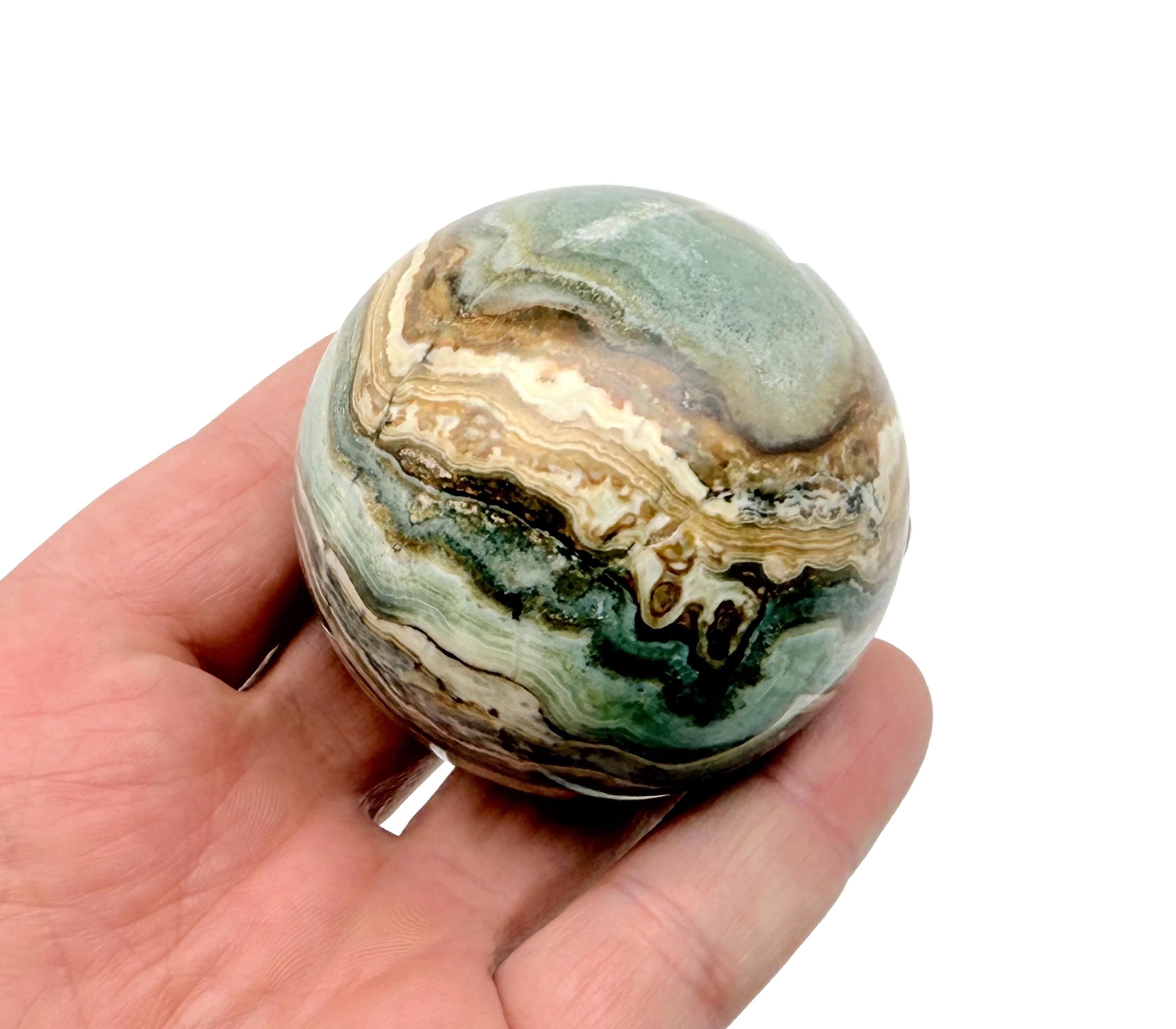 Caribbean Green Calcite Sphere Stone Aaa+ – Pork Stone Crystal Ball – Crystal Decor – 50-60mm - Ra1431